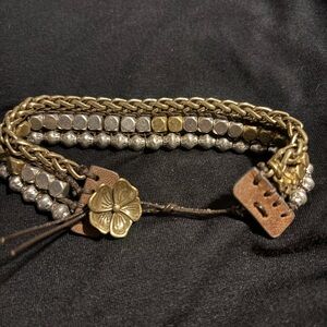 Lucky Brand Bracelet Wheat Chain 2-Tone Signed Jewelry Triple Strand Chain